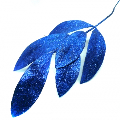 Gałązka PALMA brokat liście BLUE