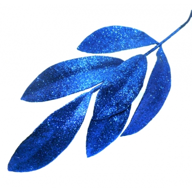 Gałązka PALMA brokat liście BLUE