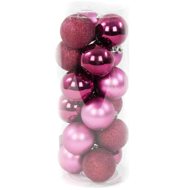 BOMBKI 18 sztuk PINK 6 cm BŁYSK, MAT, BROKAT