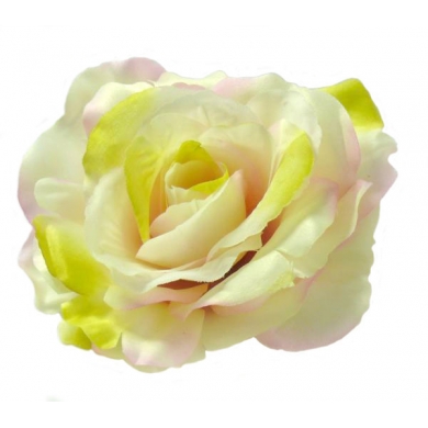 GR307  Róża  satynowa główka Cream/Pink 11 cm