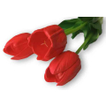 Tulipan silikonowy JAK ŻYWY gałązka guma 3 sztuki RED