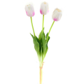Tulipan silikonowy JAK ŻYWY gałązka guma 3 sztuki PINK/CREAM