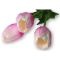 Tulipan silikonowy JAK ŻYWY gałązka guma 3 sztuki PINK/CREAM
