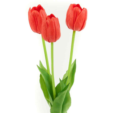Tulipan silikonowy JAK ŻYWY gałązka guma 3 sztuki RED