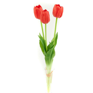 Tulipan silikonowy JAK ŻYWY gałązka guma 3 sztuki RED