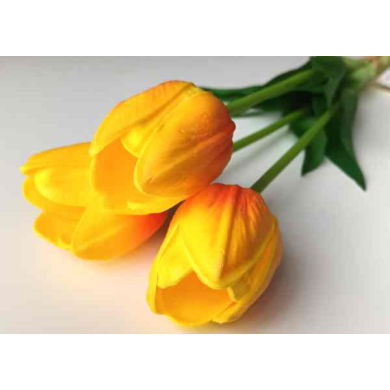 Tulipan silikonowy JAK ŻYWY gałązka guma 3 sztuki YELLOW/ORANGE