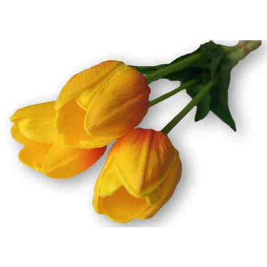Tulipan silikonowy JAK ŻYWY gałązka guma 3 sztuki YELLOW/ORANGE