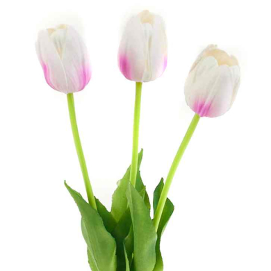 Tulipan silikonowy JAK ŻYWY gałązka guma 3 sztuki PINK/CREAM