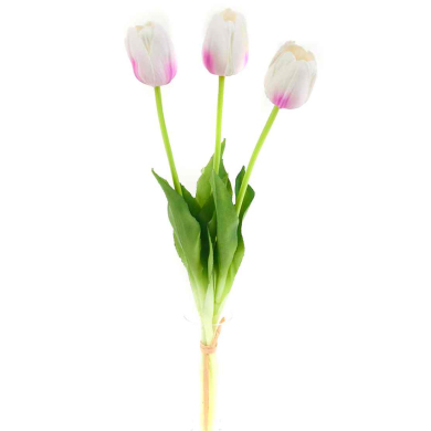 Tulipan silikonowy JAK ŻYWY gałązka guma 3 sztuki PINK/CREAM